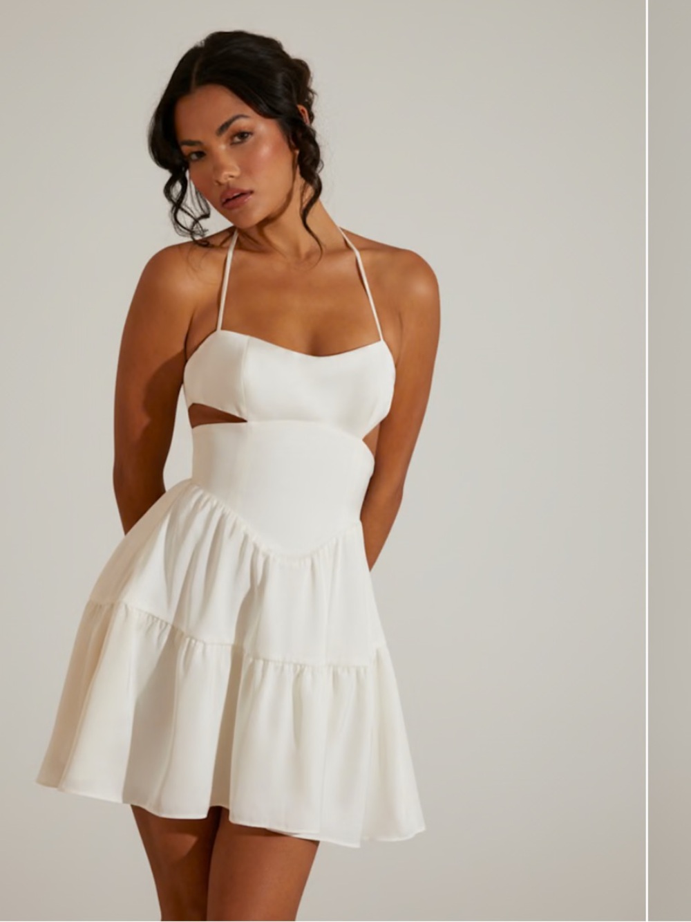 Oh Polly White Tiered Cutout Mini Dress